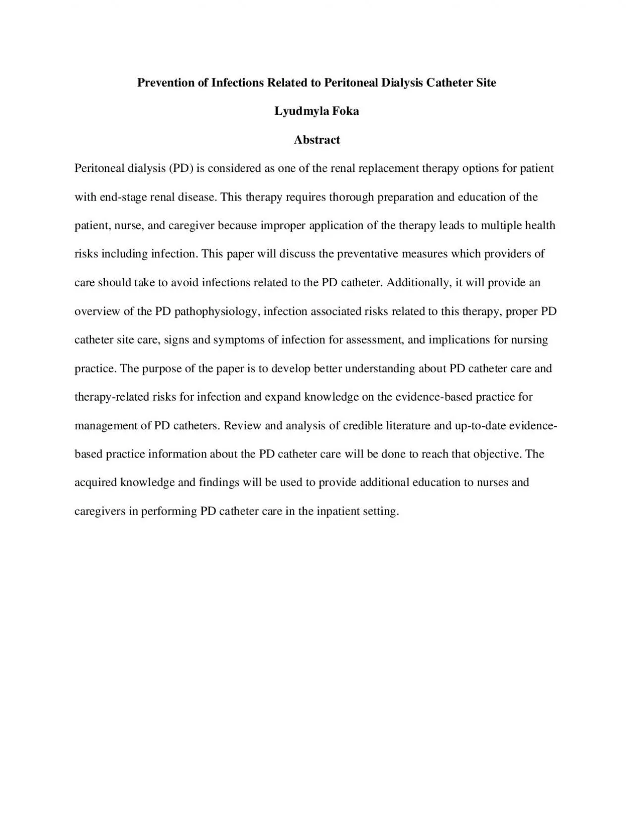 PDF-Prevention of Infections Related to Peritoneal Dialysis Catheter Site