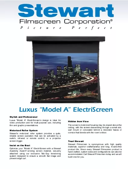 Luxus Model A ElectriScreen