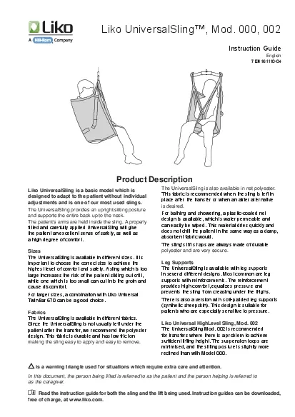 PDF-The UniversalSling provides an upright sitting posture The patients a