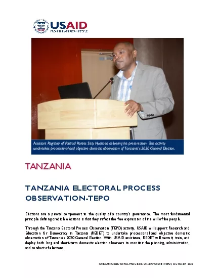 TANZANIA ELECTORAL PROCESSES OBSERVATION