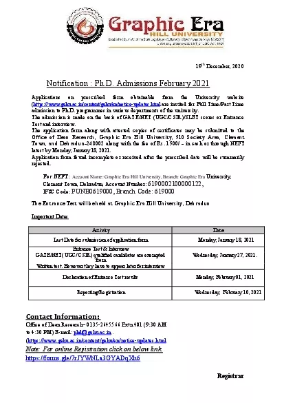 Notification  PhD Admissions February 202