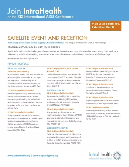 SATELLITE EVENT AND RECEPTIONAchieving Excellence in the Supply Chain