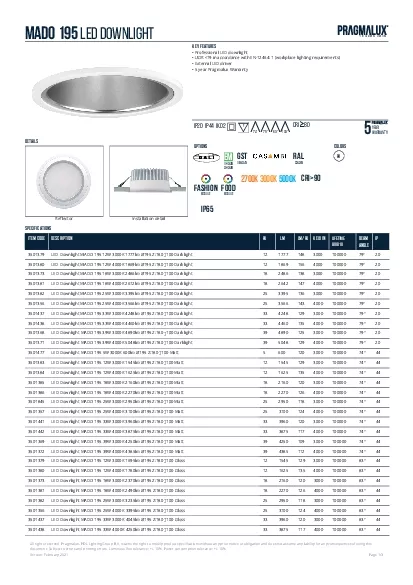 extra informationphotometric specificationsLED downlighT mado 195 25W