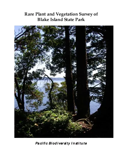 Rare Plant and Vegetation Survey of Blake Island State Park