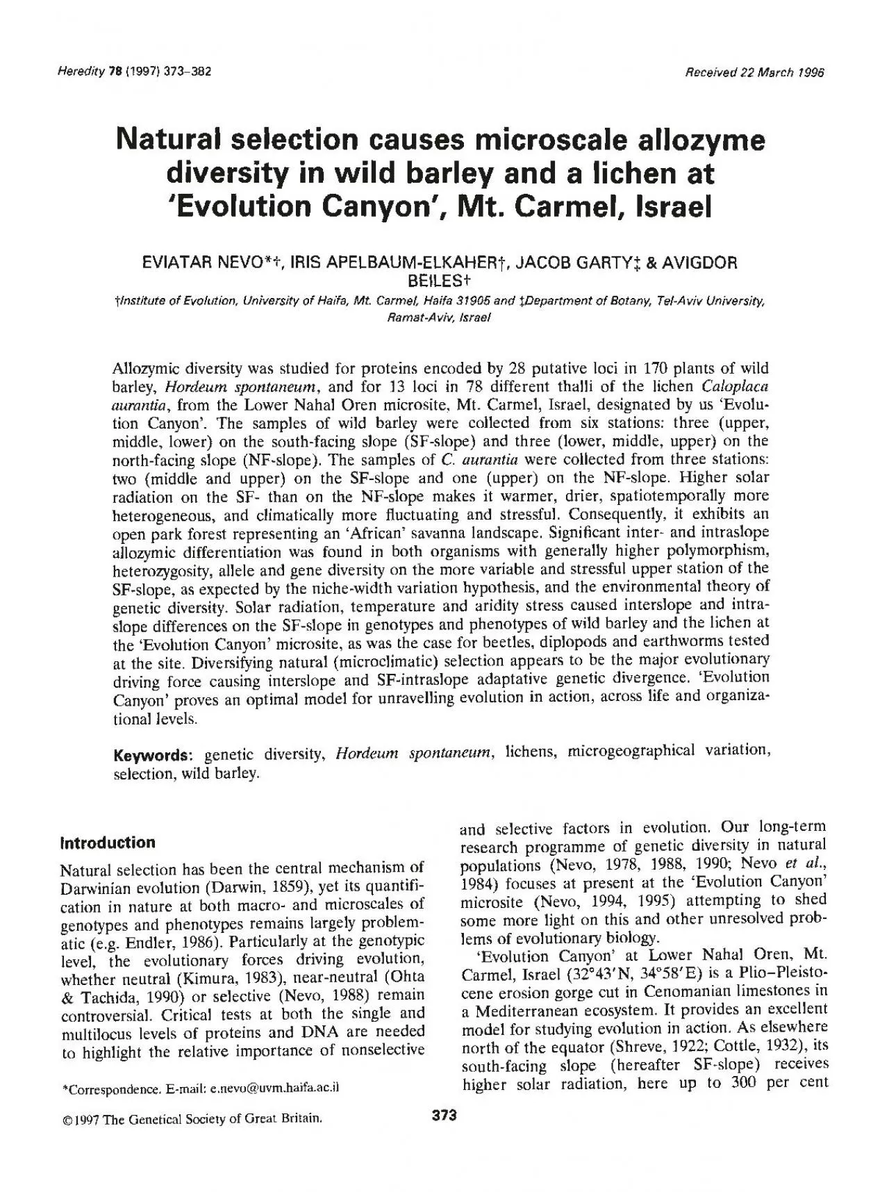 PDF-Heredity 781997 373382Received22 March 1996Natural selection causes mi