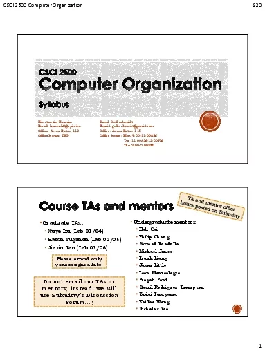 CSCI 2500 Computer Organization