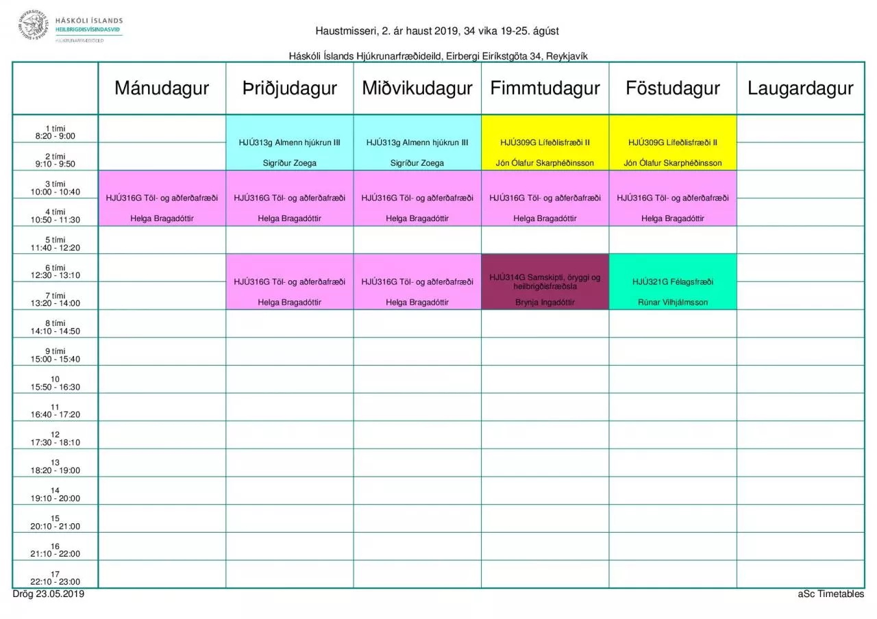 PDF-Hskli slands Hjkrunarfrideild Eirbergi Eirkstgta 34 ReykjavkDrg 230520
