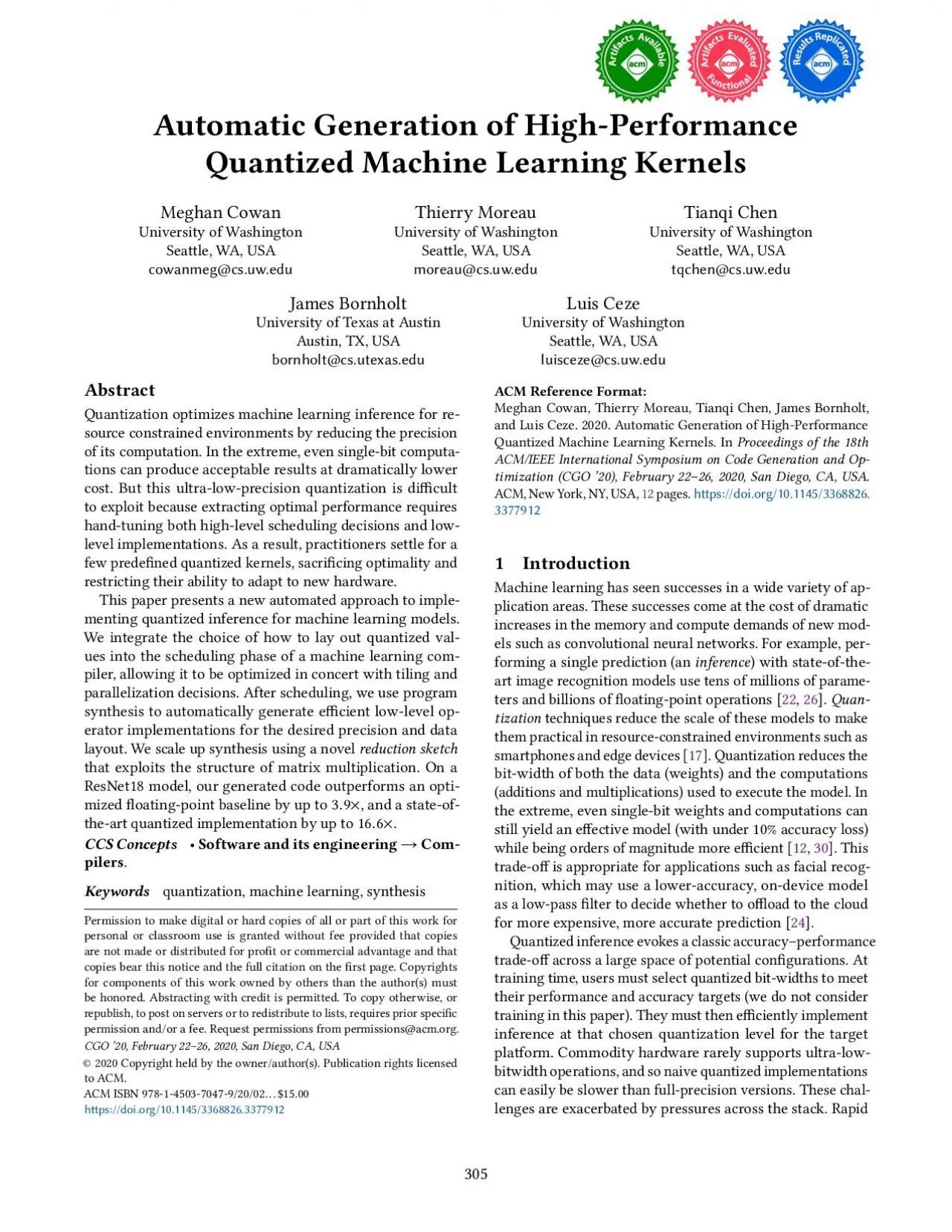 PDF-AutomaticGenerationofHighPerformanceQuantizedMachineLearningKernelsMe