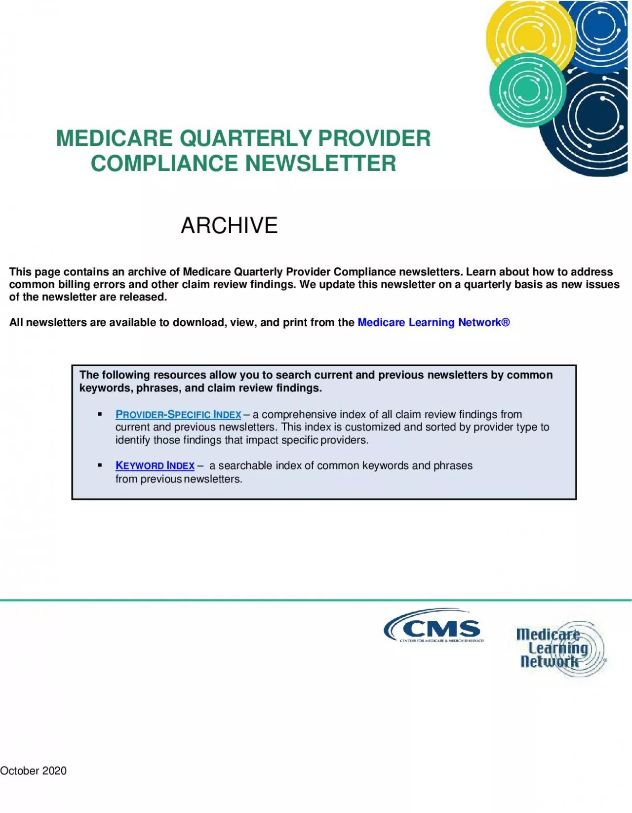 PDF-MEDICARE QUARTERLY PROVIDER COMPLIANCE NEWSLETTER