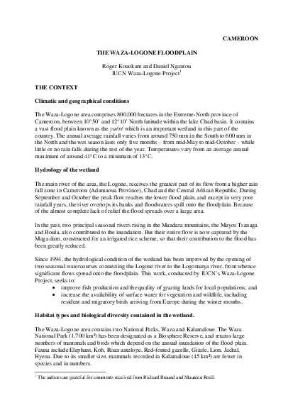 THE WAZALOGONE FLOODPLAIN Roger Kouokam and Daniel Ngantou IUCN Waza