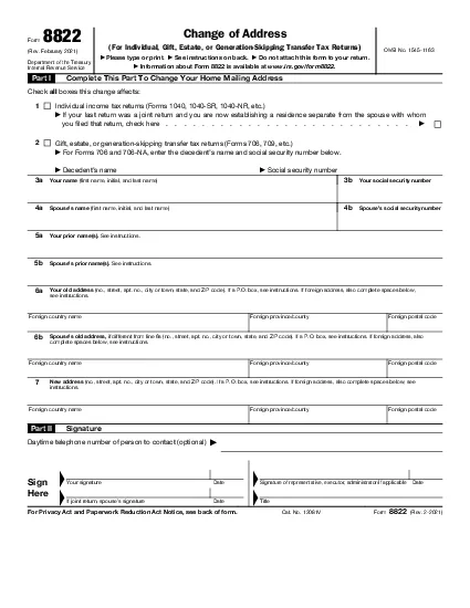 Form  8822Rev February 2021