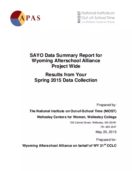 PDF-SAYO Data Summary Report for