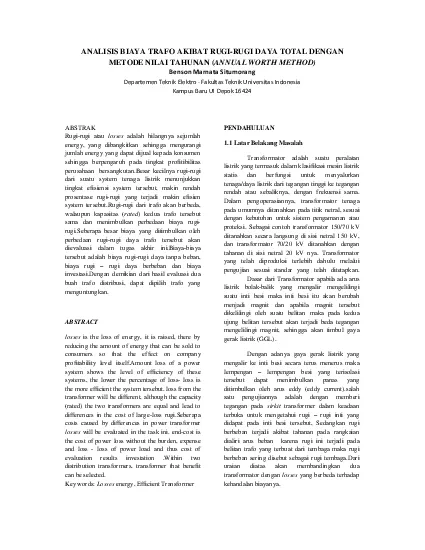 PDF-ANALISIS BIAYA TRAFO AKIBAT RUGIRUGI DAYA TOTAL DENGAN METODE NILAI T