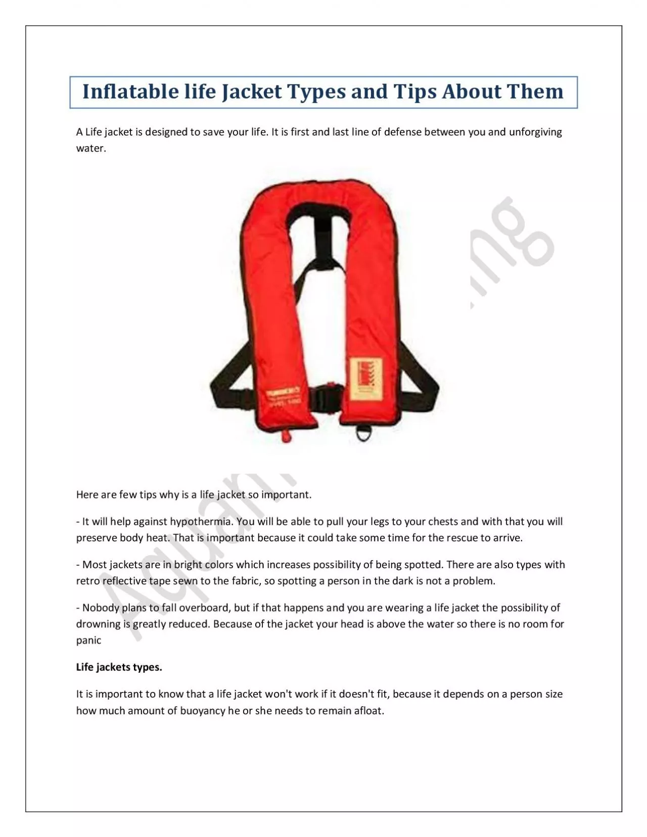 PDF-Inflatable life Jacket Types and Tips About Them