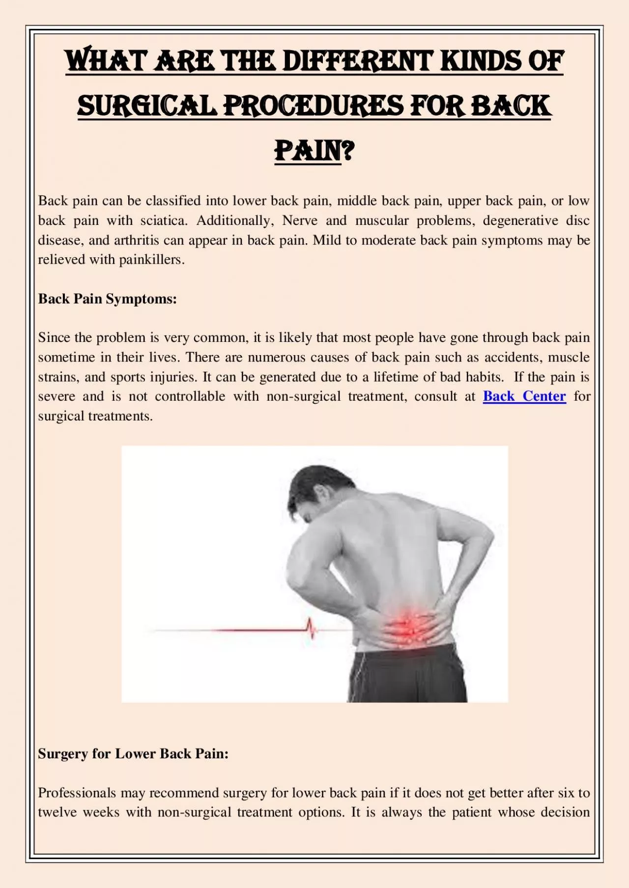 PDF-What Are The Different Kinds Of Surgical Procedures For Back Pain?