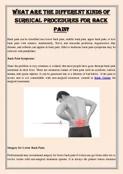 What Are The Different Kinds Of Surgical Procedures For Back Pain?