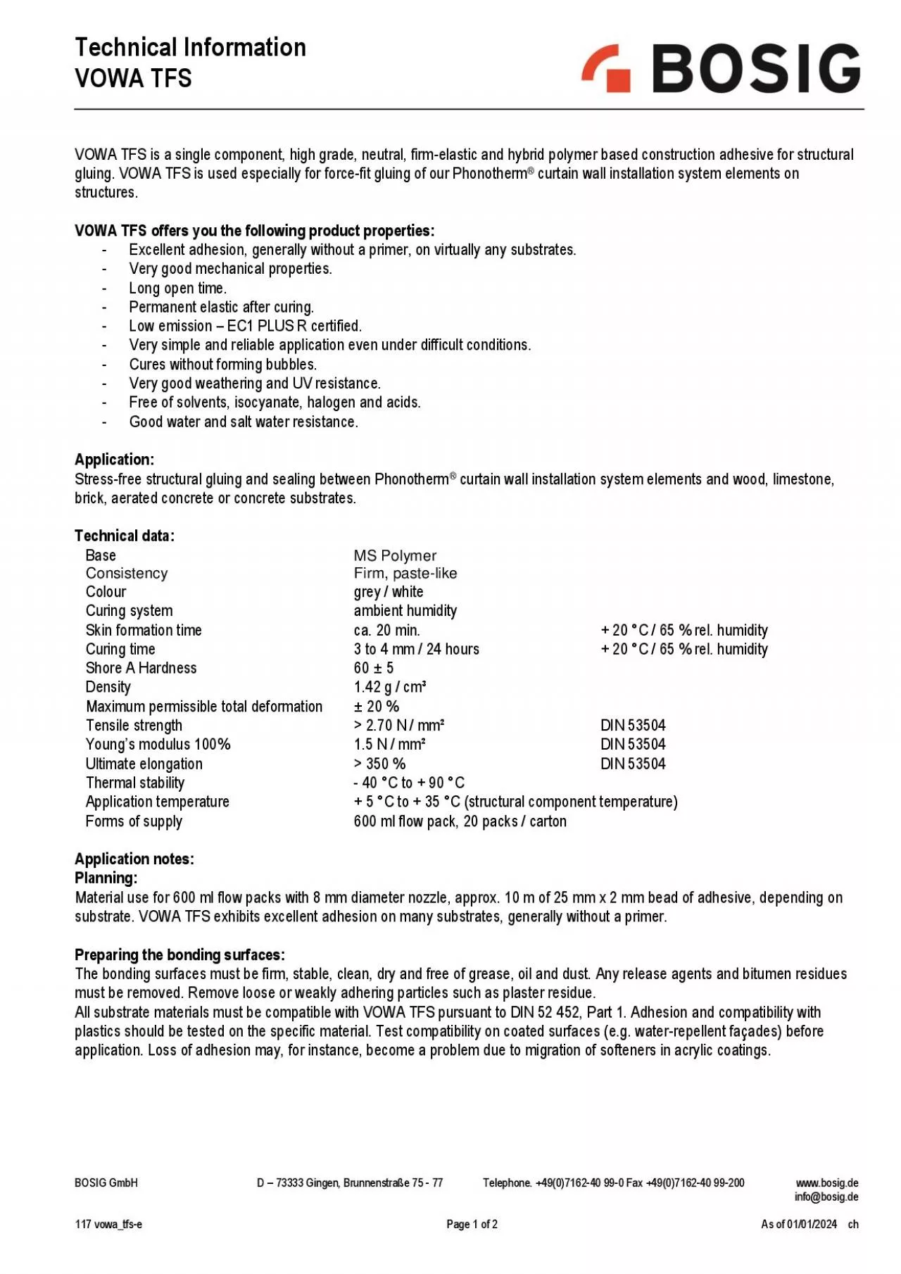 PDF-Technical Information BOSIG GmbH D 73333 Gingen Brunnenstrae 75 77