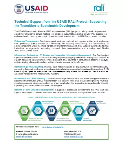 Technical Support from the USAID RALI Project