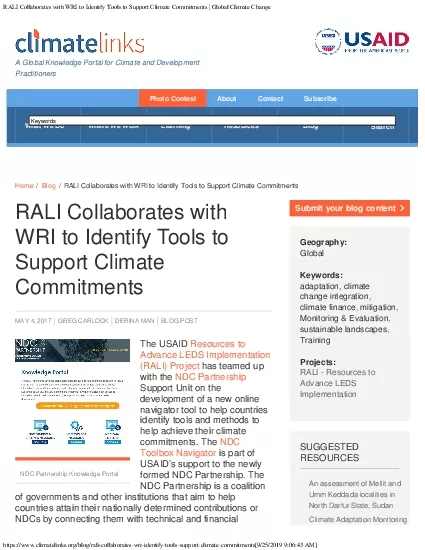 RALI Collaborates with WRI to Identify Tools to Support Climate Commit