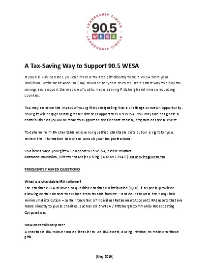 Saving Way to Support 905 WESA