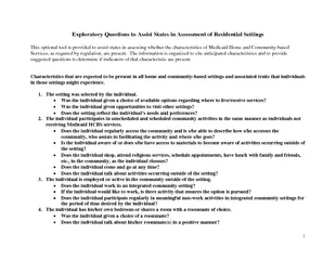 Exploratory Questions to Assist States in Assessment o