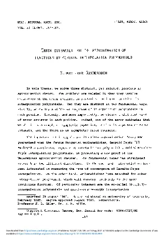 BULL AUSTRAL MATH SOC 41A25 41A60 41A0VOL 3 1986 157159ERRO ESTIMATE