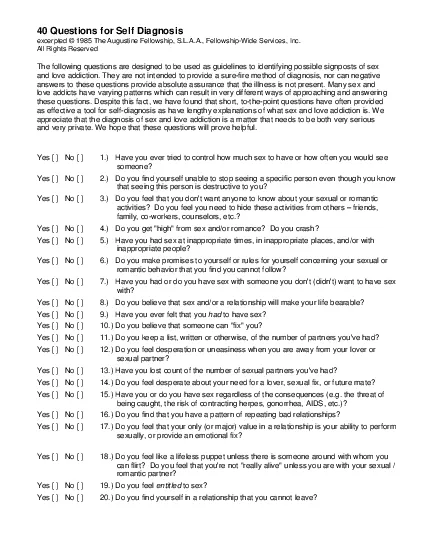 excerpted  1985 The Augustine Fellowship SLAA FellowshipWide Services