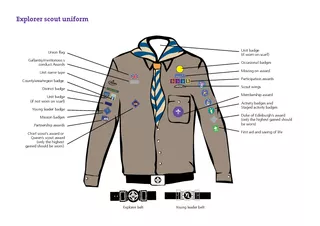 Explorer scout uniform Union flag Gallantrymeritorious