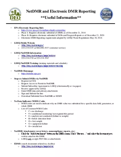 NetDMR and Electronic DMR Reporting