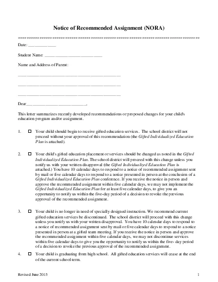 x0000x0000Revised June 2015Notice of Recommended Assignment NORADate S