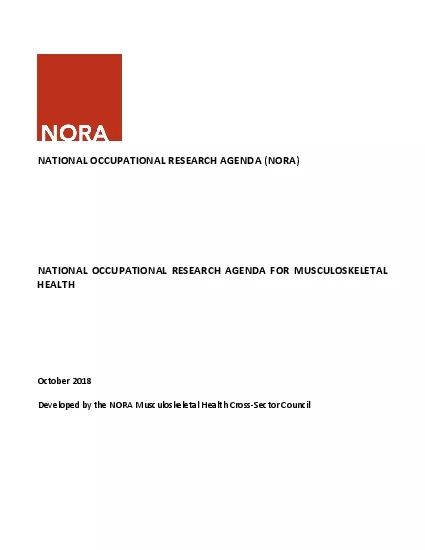 NATIONAL OCCUPATIONAL RESEARCH AGENDA NORANATIONALOCCUPATIONAL RESEARC