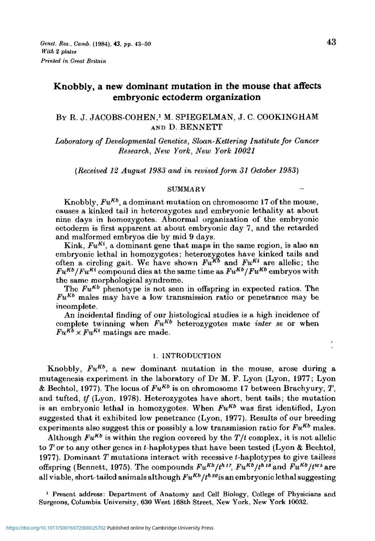 PDF-Genet Res Camb 1984 43 pp 435 4With 2 platesPrinted in Great BritainK