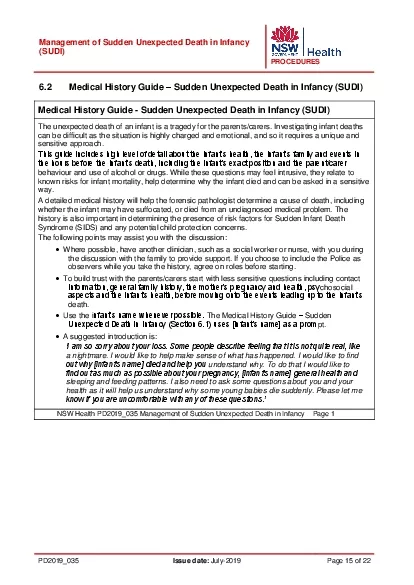 anagement of Sudden Unexpected Death in Infancy