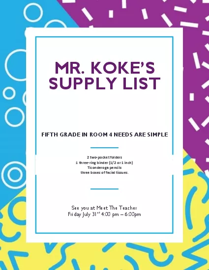 SUPPLY LIST