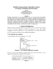 Modular Exponentiation Algorithm Analysis for Energy C
