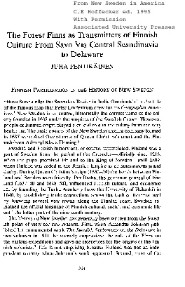 Finns who settled in had not moved directly from Finland spent several