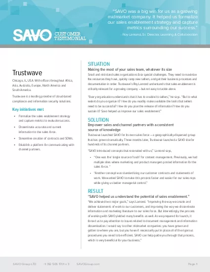 SAVO Group LTDSAVOGroupcom Page 1