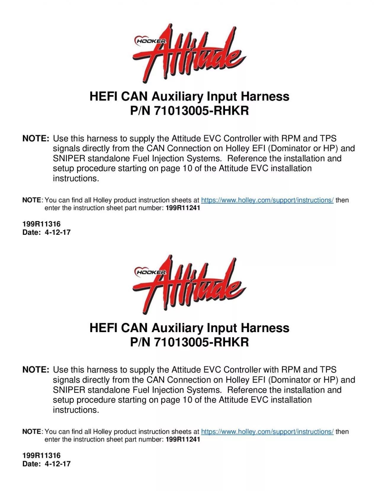 PDF-HEFI CAN Auxiliary Input Harness