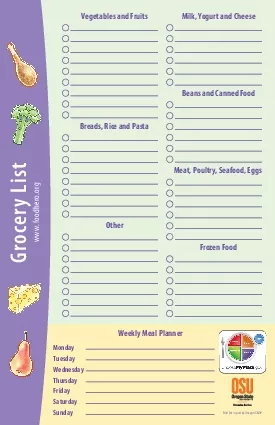 Grocery ListMilk Yogurt and CheeseBreads Rice and PastaOther