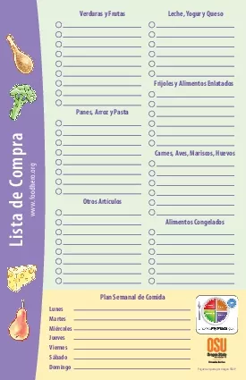 Lista de Compra Leche Yogur y Queso Panes Arroz y Pasta