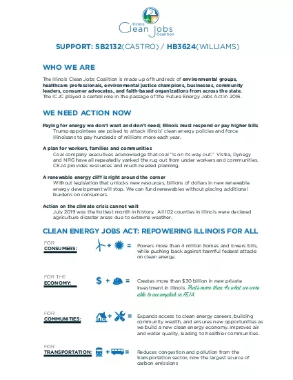 The Illinois Clean Jobs Coalition is made up of hundreds of environmen