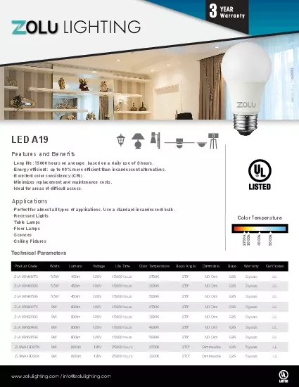 LEDA19Tehnical aameeswwzolulightingcom  infozolulightingcom