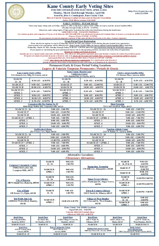 Kane County Early Voting Sites