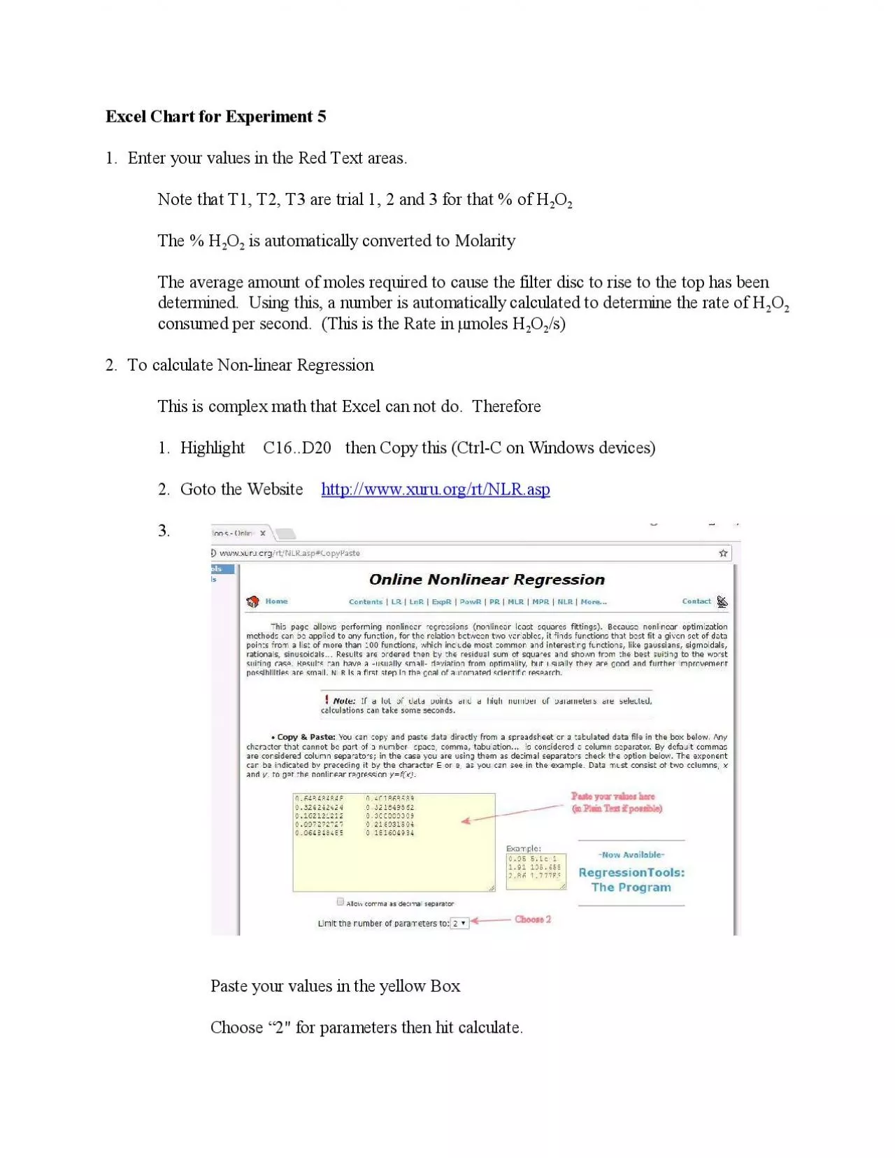 PDF-Excel Chart for Experiment 51 Enter your values in the Red Text areas