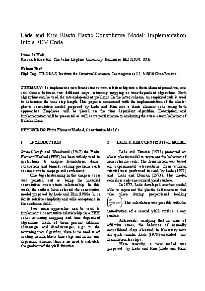 Lade and Kim ElastoPlastic Constitutive Model Implementation Into a F