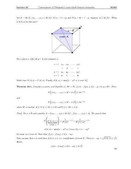 Lecture 34 Consequences of Talagrands convexhull distance inequality