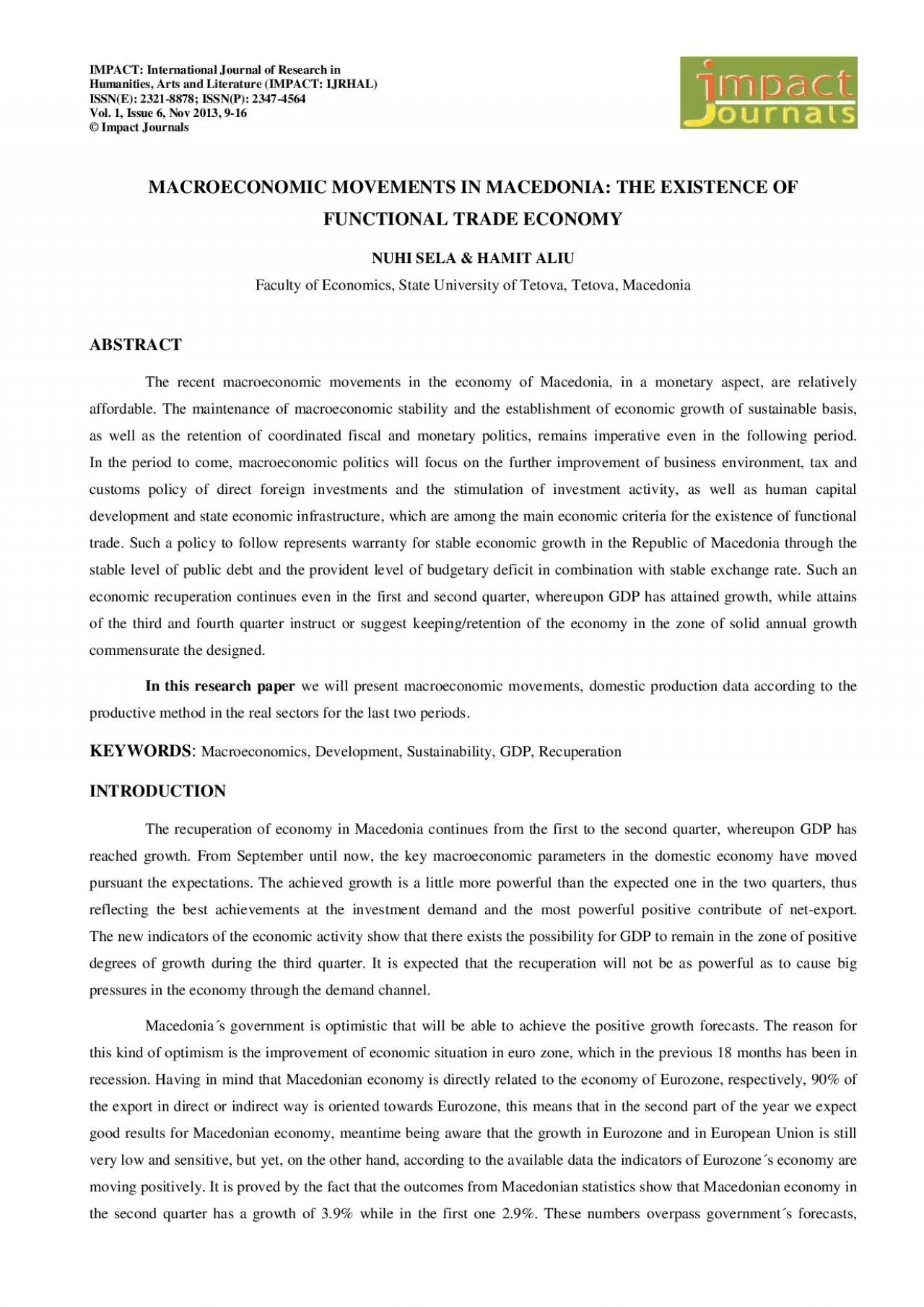 PDF-Macroeconomic Movements in Macedonia The Existence of Functional Trade