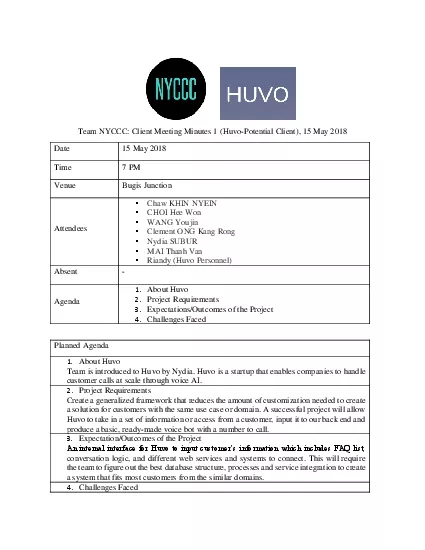 Team NYCCC Client Meeting Minutes 1 Huvo