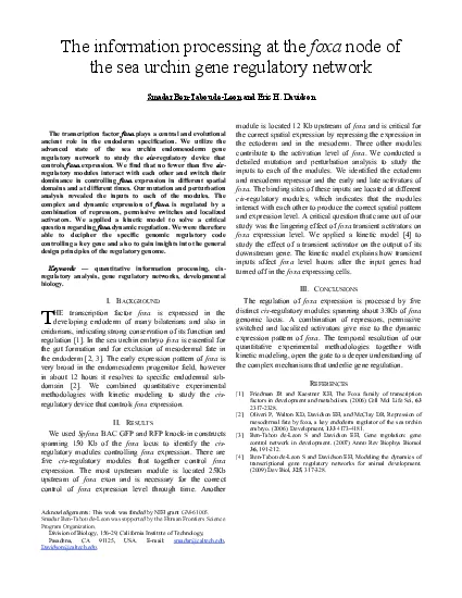 quantitative information processing cisregulatory analysis gene regul