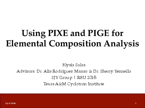 PIXE  PIGEDetectorsInterpreting Spectra